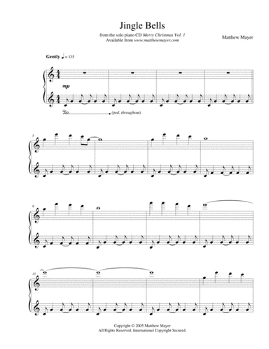 Jingle Bells - Instrumental Solo Piano Arrangement (arr. Matthew Mayer)