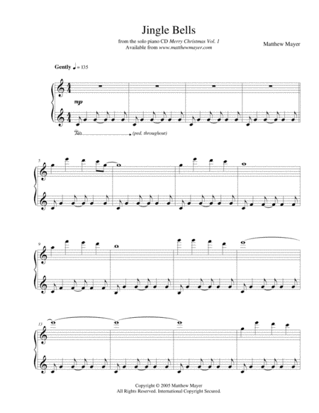 Jingle Bells - Instrumental Solo Piano Arrangement (arr. Matthew Mayer)