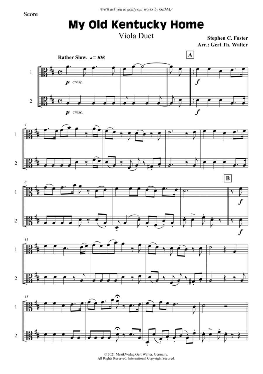 My Old Kentucky Home (arr. Gert Th. Walter)