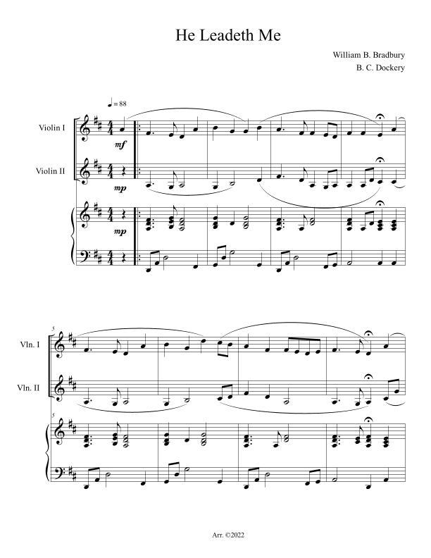 He Leadeth Me (Violin Duet with Piano Accompaniment) (arr. B. C. Dockery)