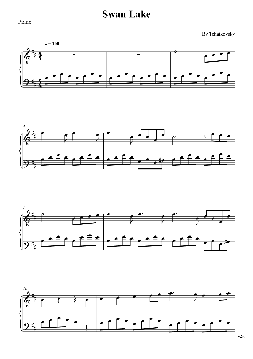 Swan Lake Theme - Tchaikovsky (arr. Wesley S. SIlva)