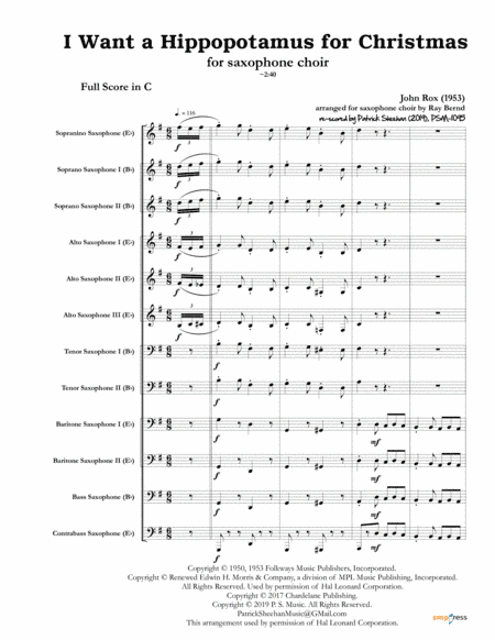 I Want A Hippopotamus For Christmas (Hippo The Hero) (arr. Patrick Sheehan)