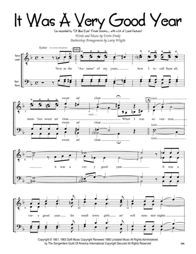 It Was A Very Good Year (arr. Larry Wright)