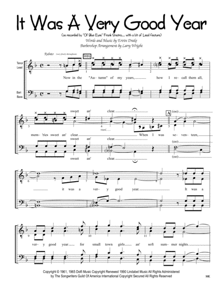 It Was A Very Good Year (arr. Larry Wright)
