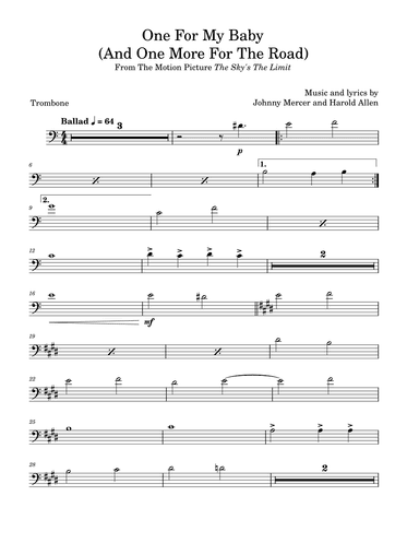 One For My Baby (and One More For The Road) (arr. David Lartey)