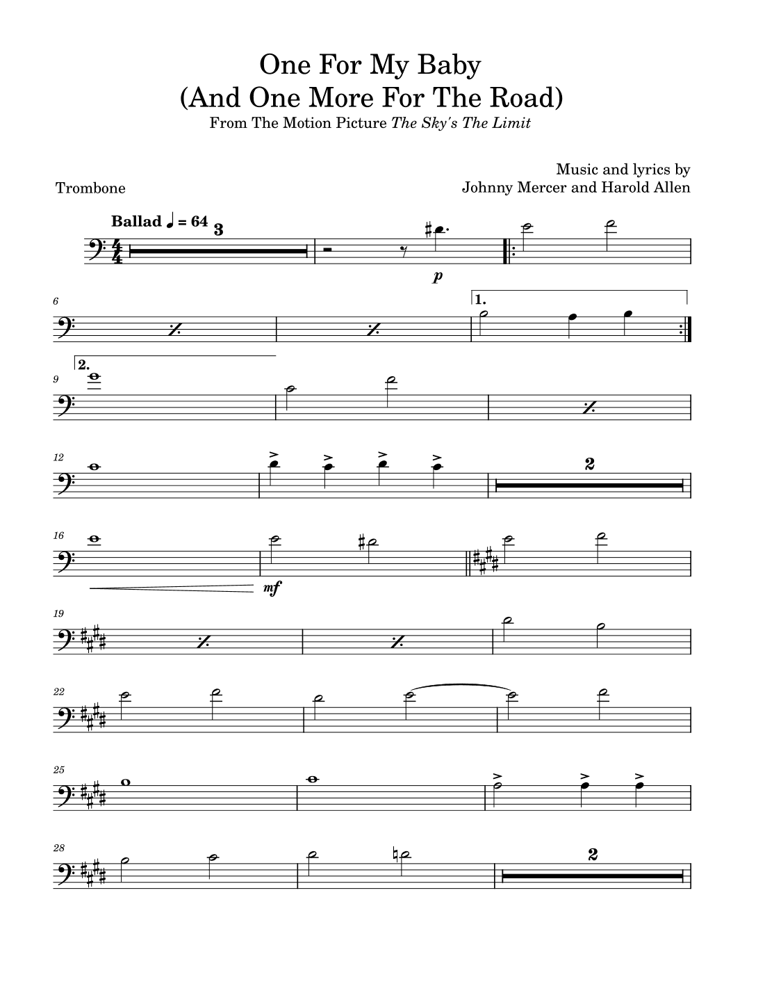 One For My Baby (and One More For The Road) (arr. David Lartey)