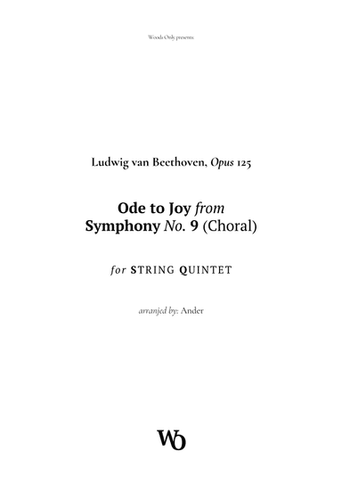 Ode to Joy by Beethoven for String Quintet (arr. Ander)