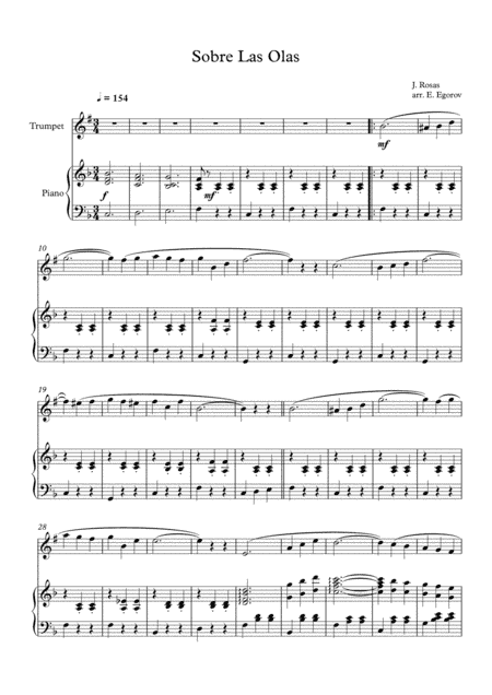 Sobre Las Olas (Over The Waves), Juventino Rosas, For Trumpet (arr. Eugene Egorov)