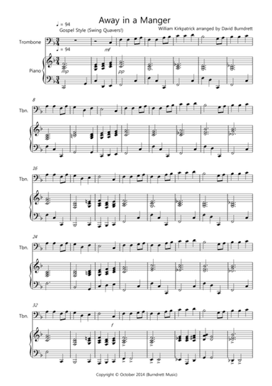 Away in a Manger (Gospel Style!) for Trombone and Piano (arr. David Burndrett)