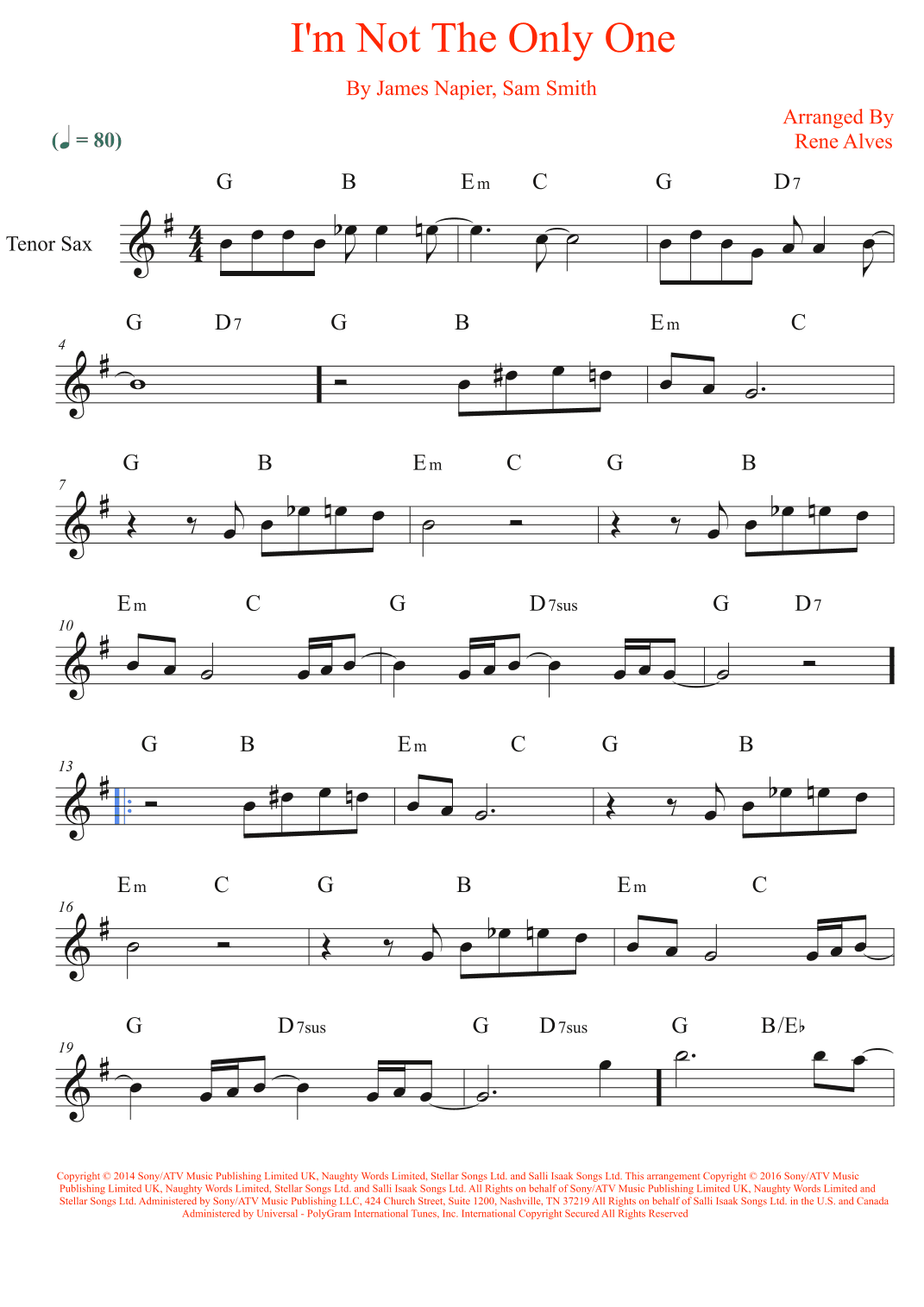 I'm Not The Only One (arr. Rene Alves)