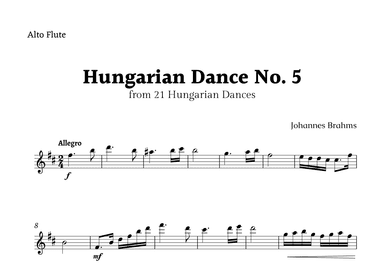Hungarian Dance No. 5 by Brahms for Alto Flute Solo (arr. Rika K.)