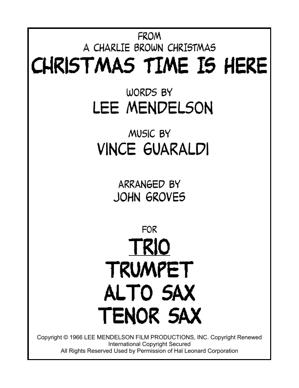 Christmas Time Is Here (arr. John Groves)