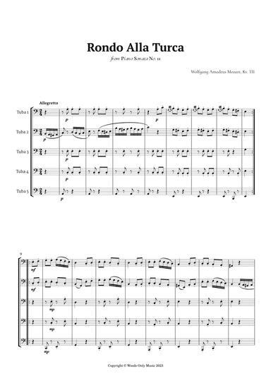 Rondo Alla Turca by Mozart for Tuba Quintet (arr. Ander)