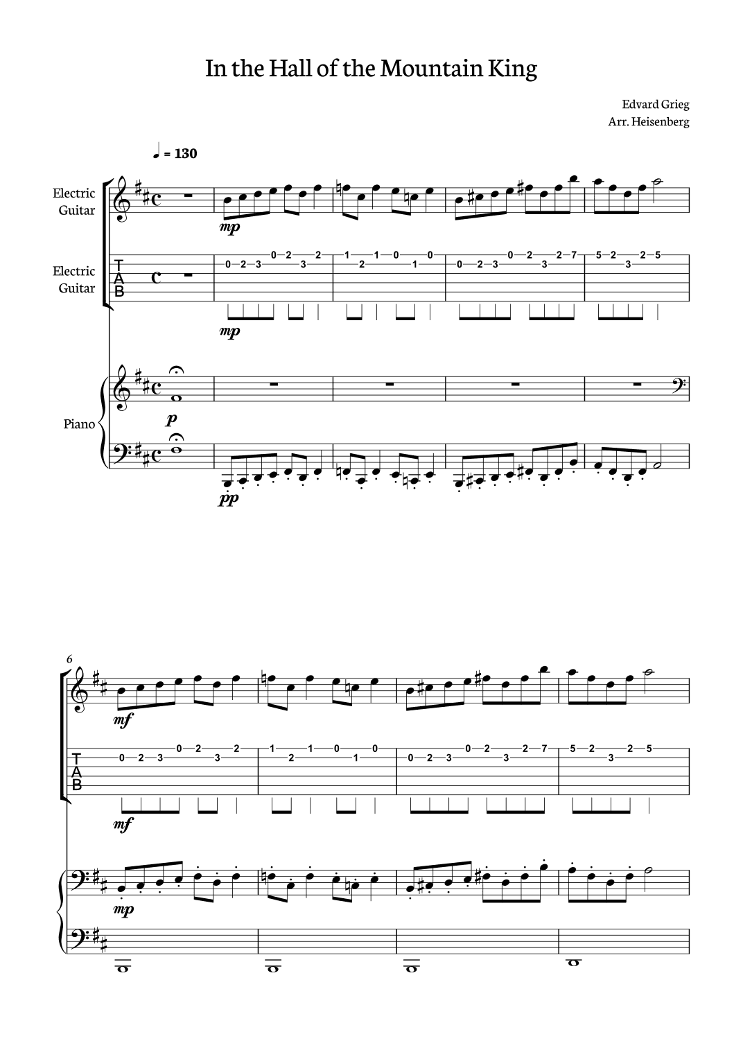 In The Hall Of The Mountain King - Eletric Guitar (arr. Heisenberg)