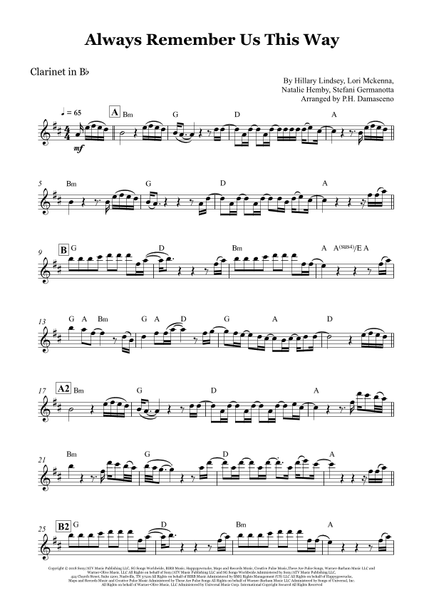 Always Remember Us This Way (arr. P.H. Damasceno)