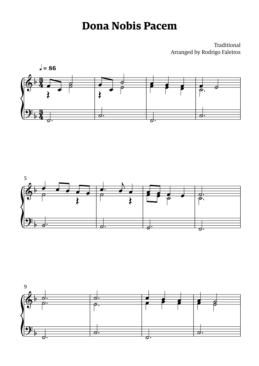 Dona Nobis Pacem - for piano (arr. Rodrigo Faleiros)