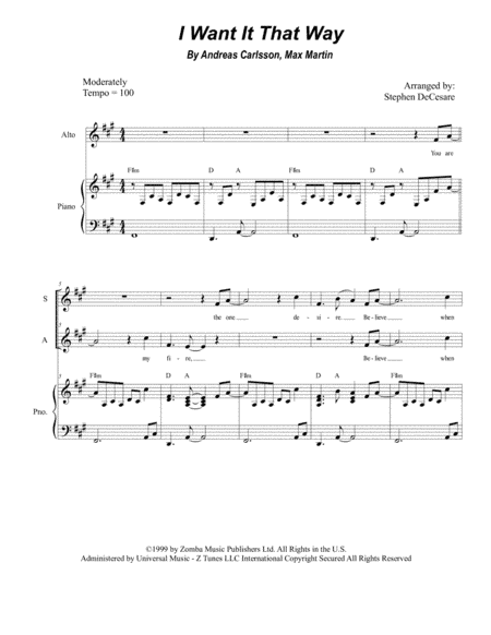 I Want It That Way (arr. Stephen DeCesare)