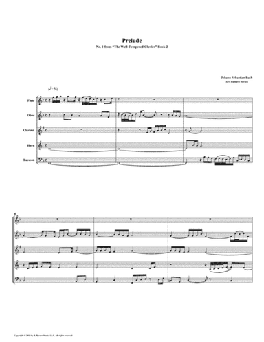 Prelude 01 from Well-Tempered Clavier, Book 2 (Woodwind Quintet) (arr. Richard Byrnes)