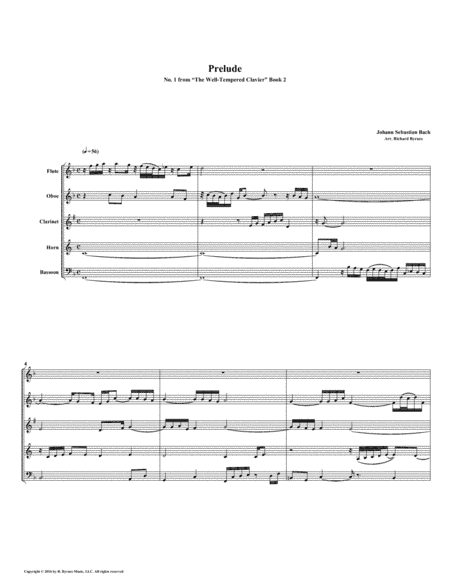 Prelude 01 from Well-Tempered Clavier, Book 2 (Woodwind Quintet) (arr. Richard Byrnes)