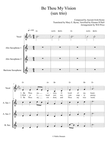 Be Thou My Vision (Saxophone Trio) (arr. Will Price)
