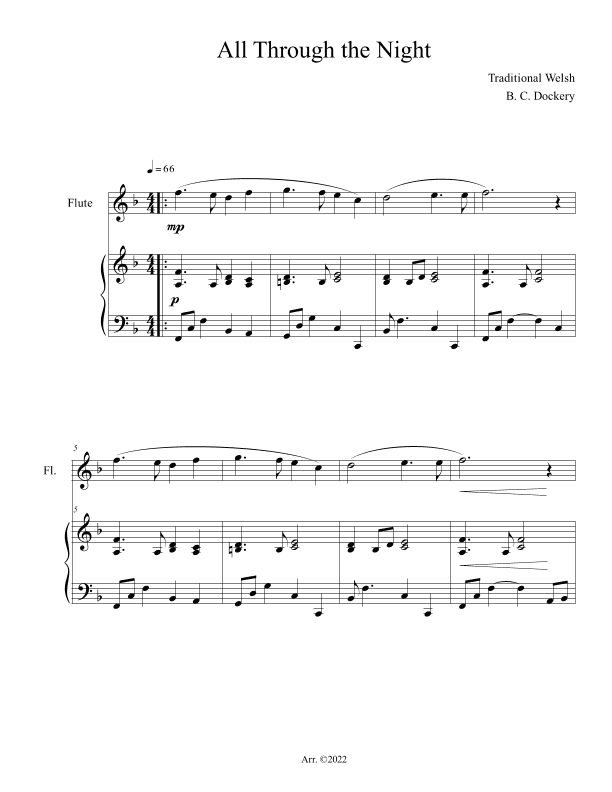 All Through the Night (Flute Solo with Piano Accompaniment) (arr. B. C. Dockery)