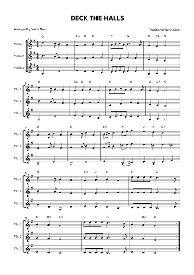 Deck The Halls - Violin Trio (arr. Valdir Maia)
