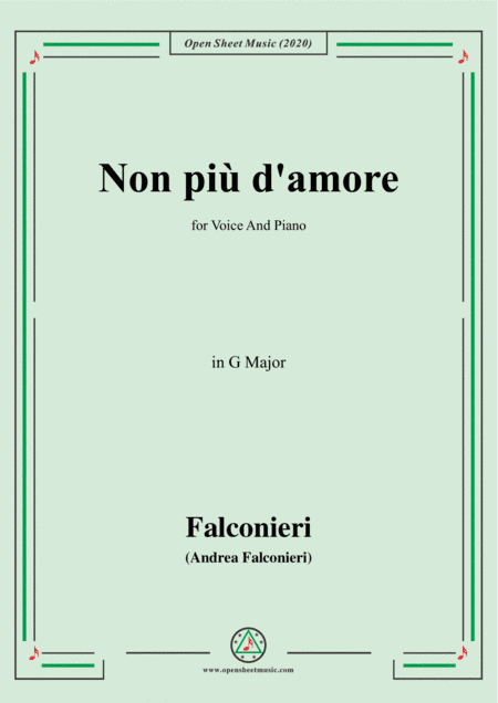 Falconieri-Non più d'amore,in G Major,for Voice and Piano (arr. MSM)