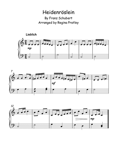 Heidenröslein (easy piano version) (arr. Regina Pratley)