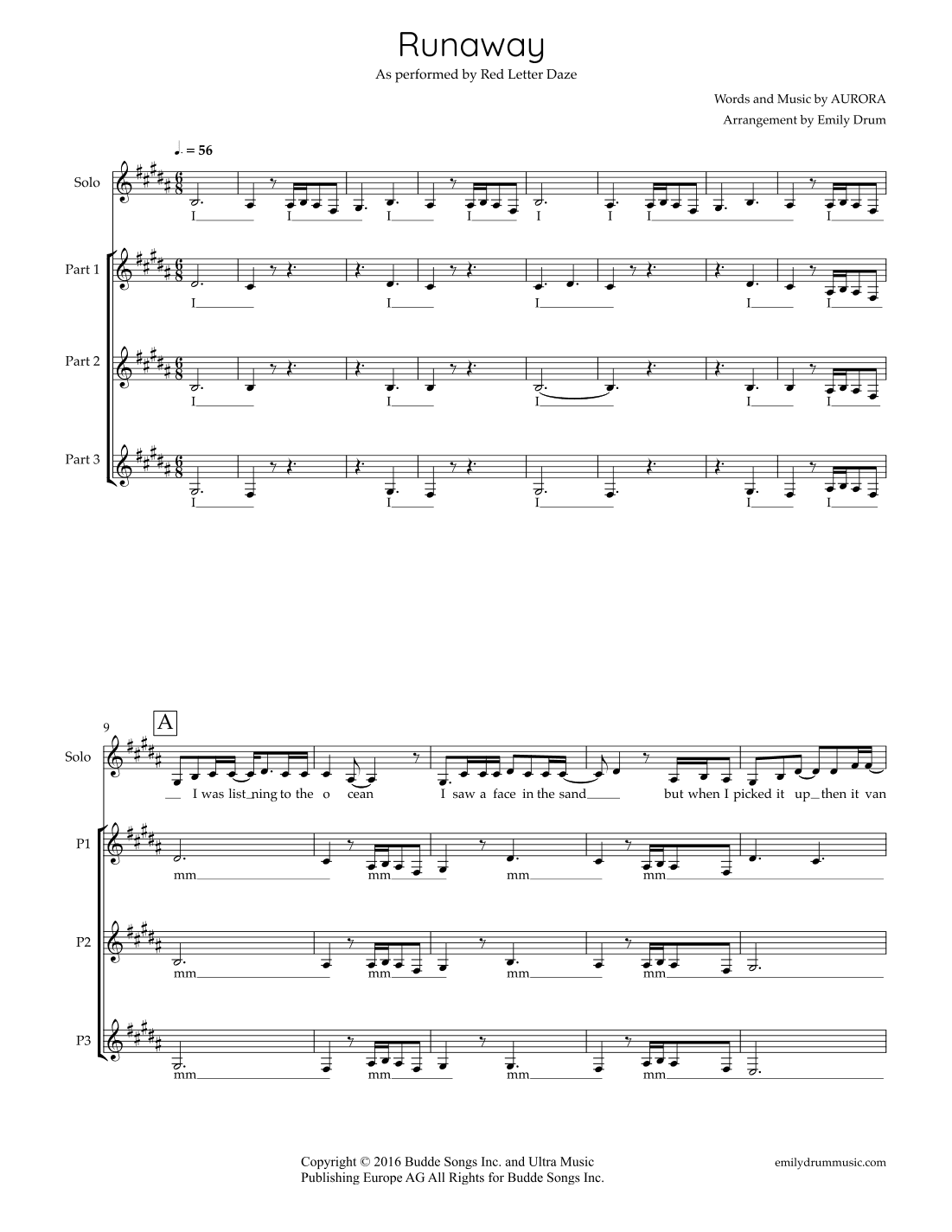 Runaway (arr. Emily Drum)
