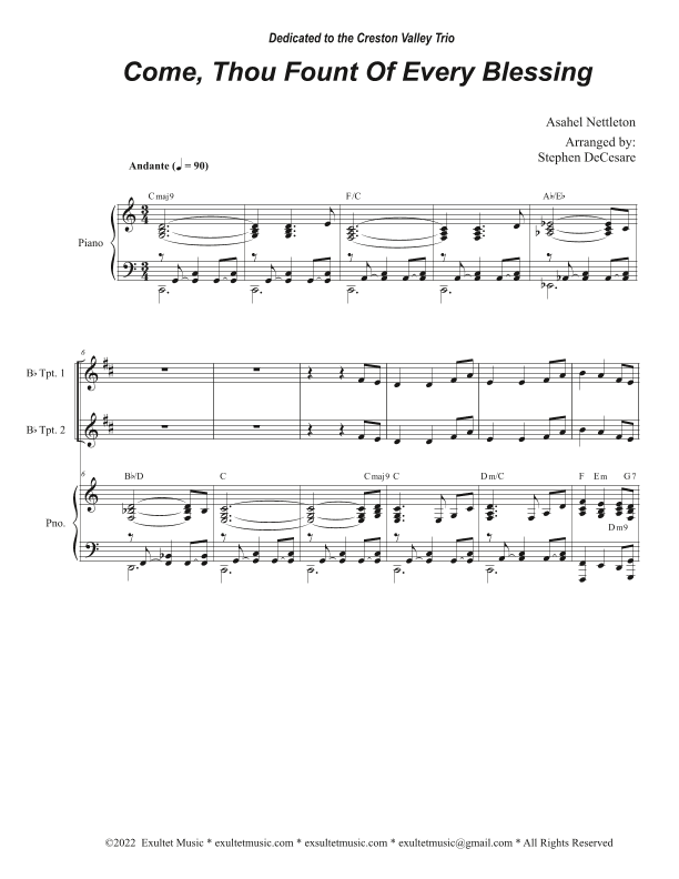 Come, Thou Fount Of Every Blessing (Brass Quartet and Piano - Alternate Version) (arr. Stephen DeCesare)