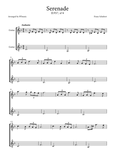 Serenade (D.957, n.4) - Schubert (arr. BTmusic)