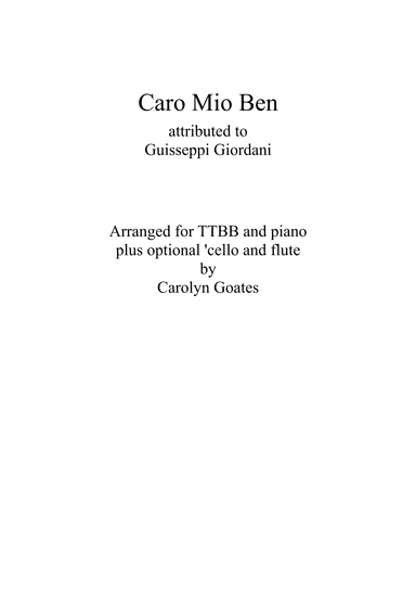 Caro Mio Ben (arr. Carolyn Goates)
