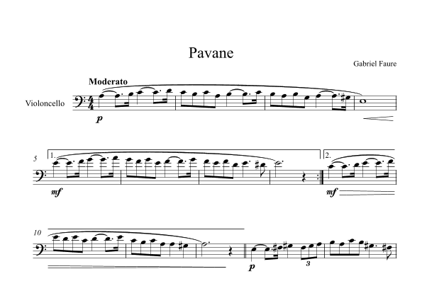Pavane - Gabriel Faure (Cello) (arr. Digital Book Music)