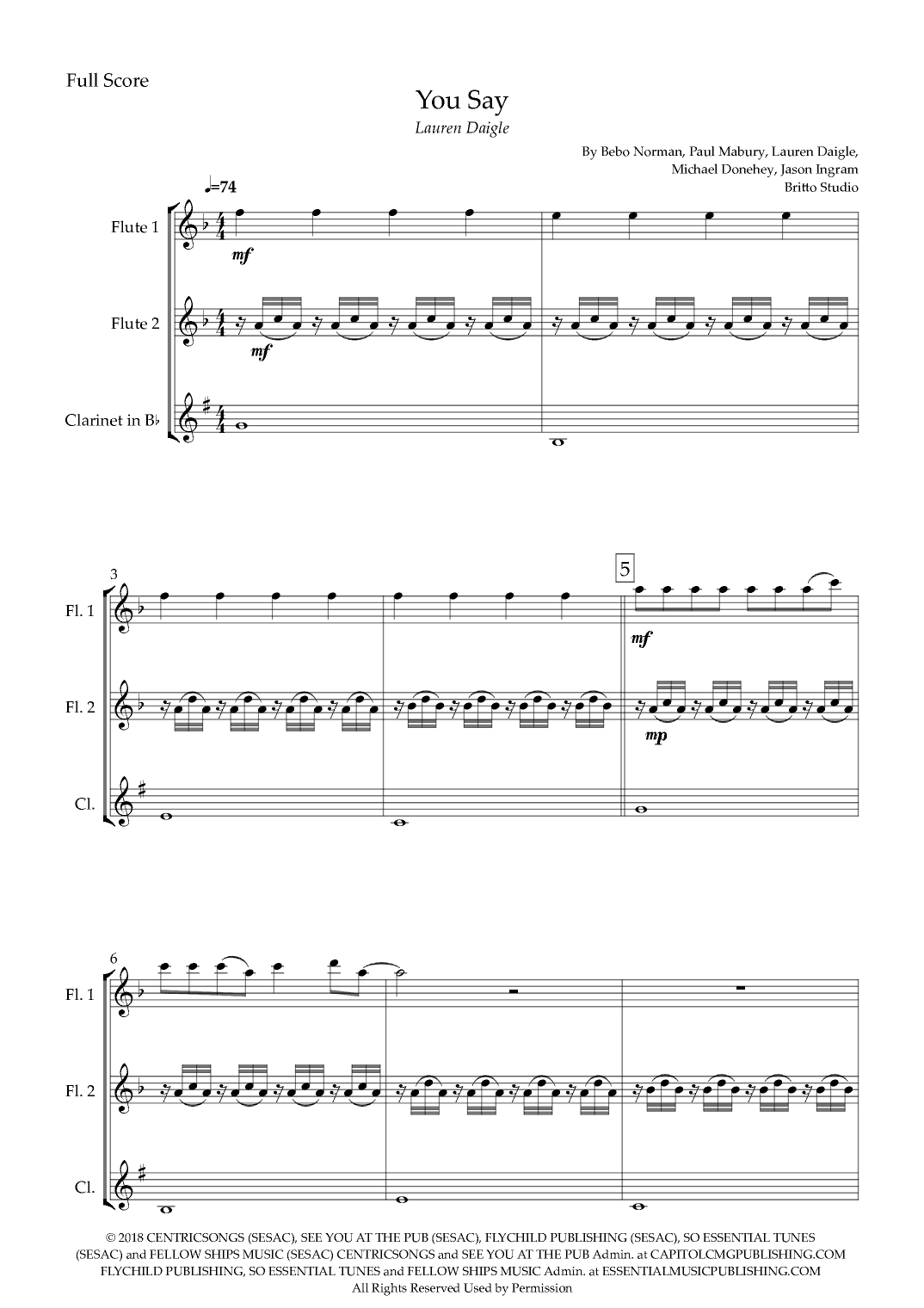You Say (arr. Fabio Britto)