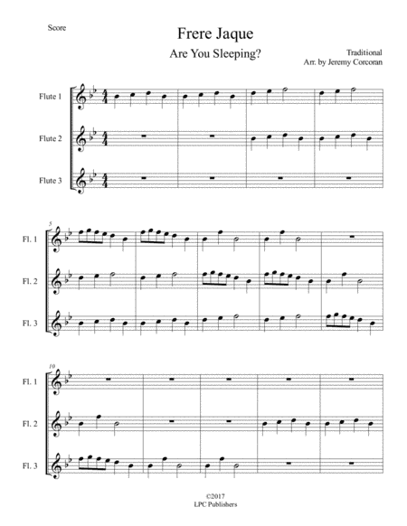 Frere Jaque for Three Flutes (arr. Jeremy Corcoran)