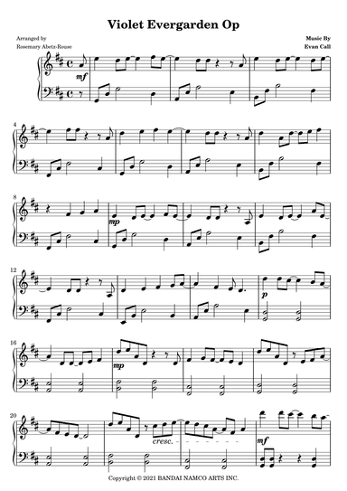 Violet Evergarden Op (arr. Rosemary Abetz-Rouse)