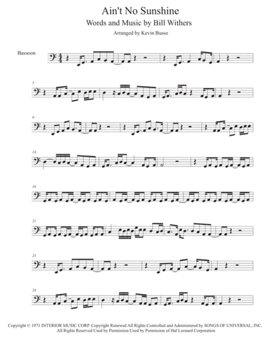 Ain't No Sunshine (arr. Kevin Busse)