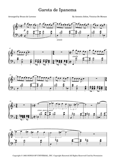 Garota De Ipanema (arr. Bruno de Lorenzo)