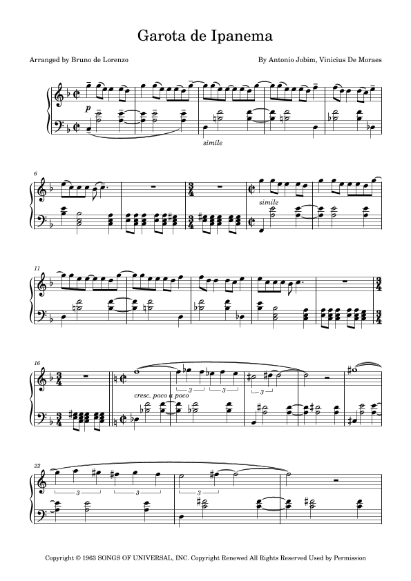 Garota De Ipanema (arr. Bruno de Lorenzo)