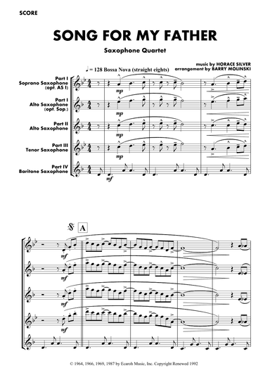 Song For My Father (arr. BARRY MOLINSKI)