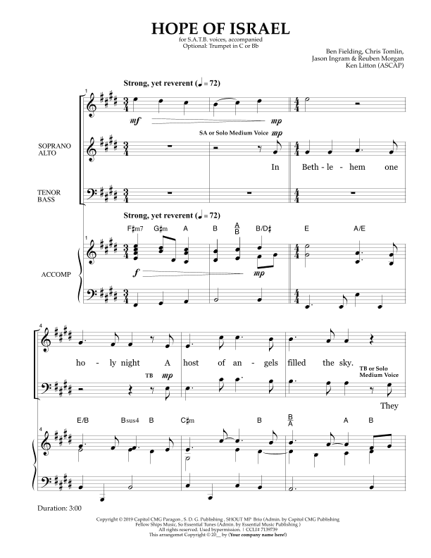Hope Of Israel (arr. Ken Litton)