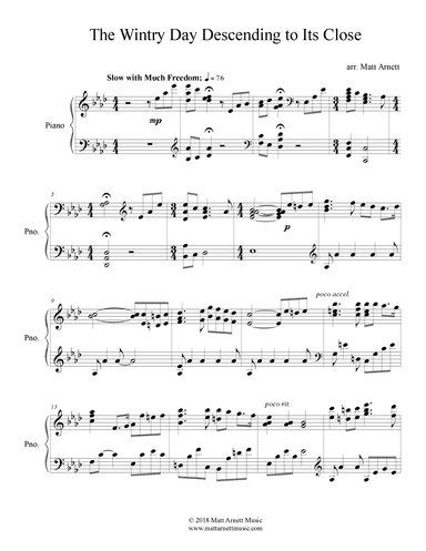The Wintry Day Descending to Its Close (arr. Matt Arnett)