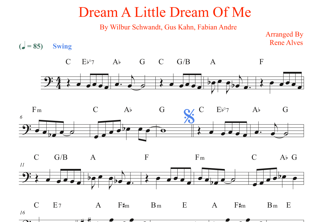 Dream A Little Dream Of Me (arr. Rene Alves)