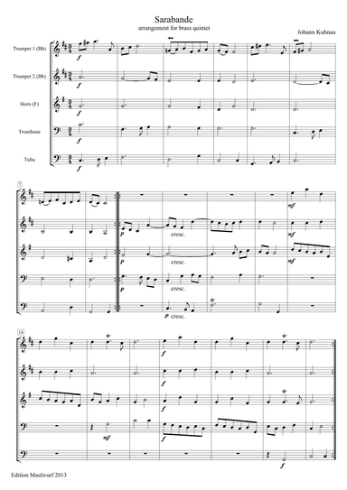 Sarabande (arr. Edition Maulwurf)