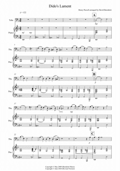 Dido's Lament for Tuba and Piano (arr. David Burndrett)