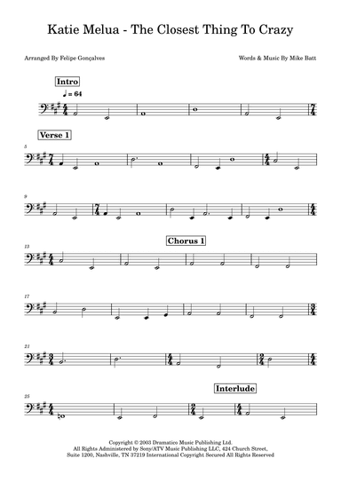 The Closest Thing To Crazy (arr. Felipe Gonçalves)