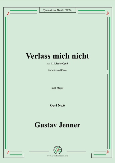 Jenner-Verlass mich nicht,in B Major,Op.4 No.6 (arr. OSM Press)
