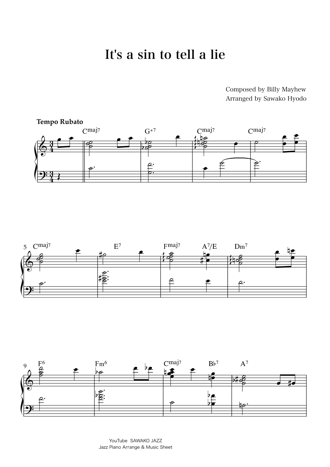 It's a sin to tell a lie (jazz piano) (arr. Sawako Hyodo)