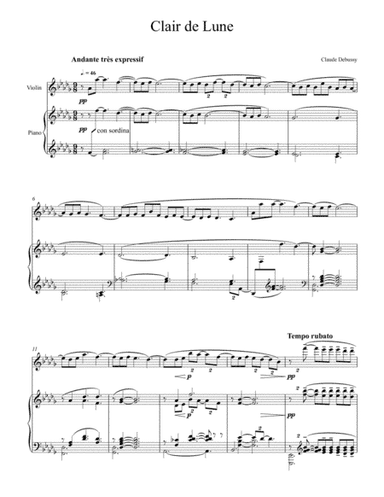 Claude Debussy - Clair de lune (Violin Solo) (arr. André Laitano)