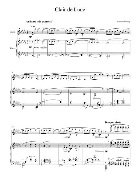 Claude Debussy - Clair de lune (Violin Solo) (arr. André Laitano)